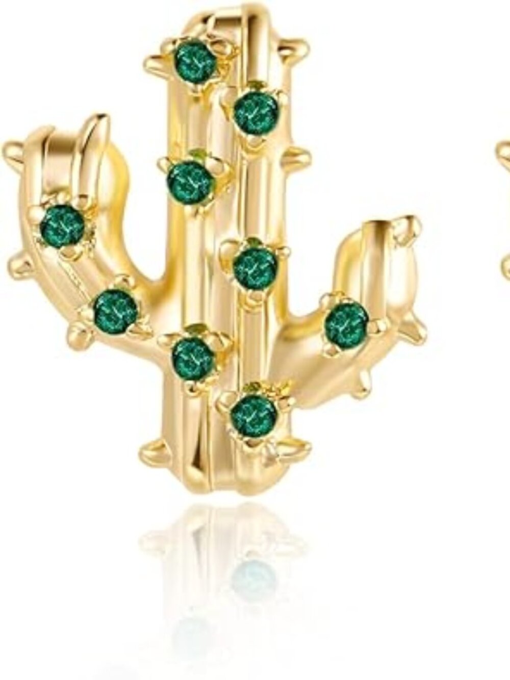 Cowgirl Cactus Earrings Gold Tone With Green Rhinestones